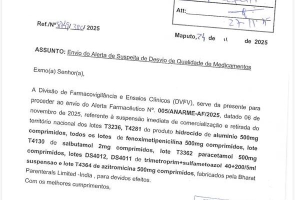 ANARME suspende comercialização ‎de medicamentos ‎‎