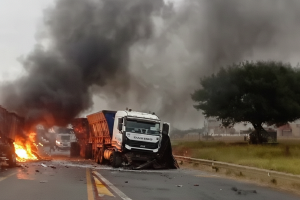 Maputo: Camiões de minério pegam fogo após acidente grave na N4