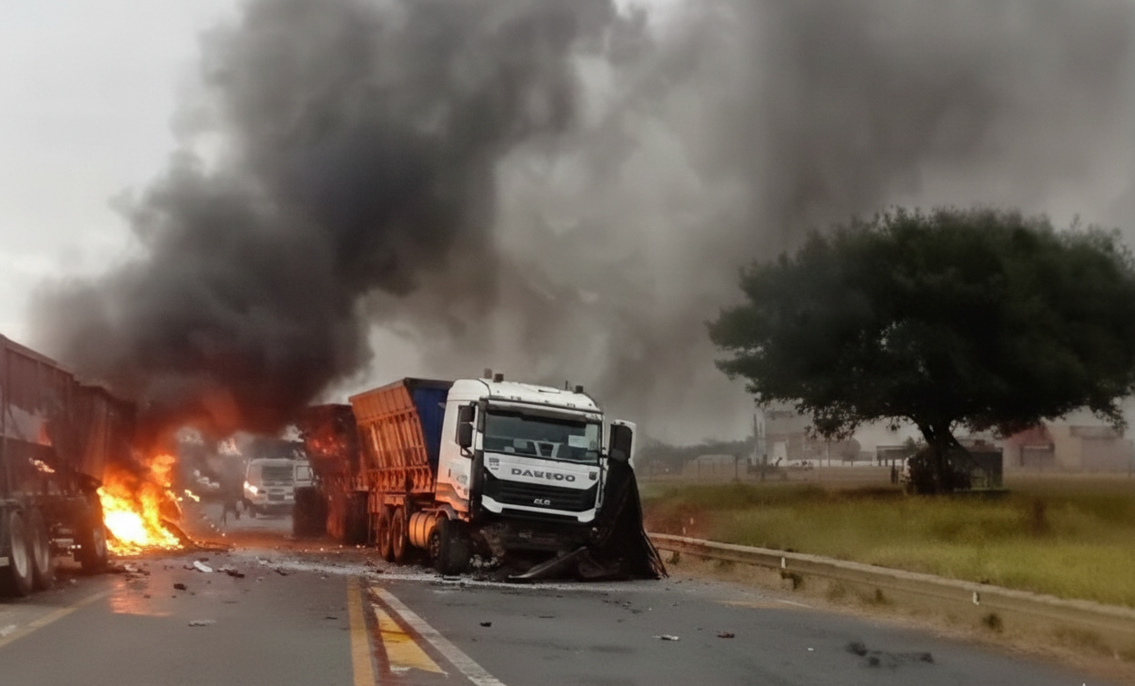 Maputo: Camiões de minério pegam fogo após acidente grave na N4